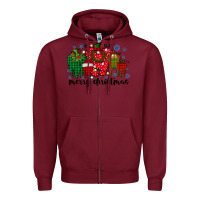Burgundy merry christmas tooth Zipper Hoodie - RacoonDesign