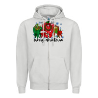 Dove Grey merry christmas tooth Zipper Hoodie - RacoonDesign