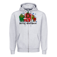 Heather Grey merry christmas tooth Zipper Hoodie - RacoonDesign