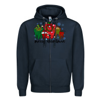 Navy merry christmas tooth Zipper Hoodie - RacoonDesign