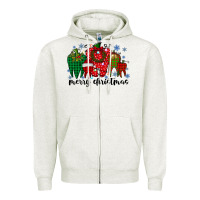 Oatmeal Heather merry christmas tooth Zipper Hoodie - RacoonDesign