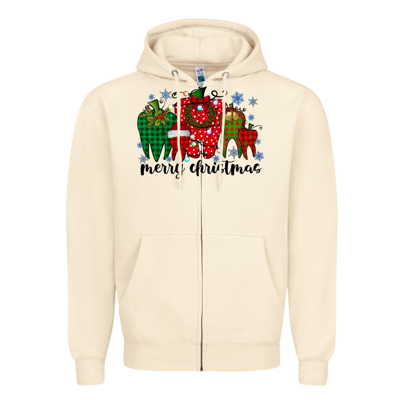 Merry Christmas Tooth Zipper Hoodie by RacoonDesign | Teevron