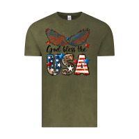 Vintage Olive Western God Bless The USA Vintage Tee - LillyAllenDesigns