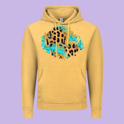 Glitter Leopard Turquoise Patch Vintage Hoodie Designed By Adodesignshop