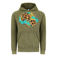 Vintage Olive glitter leopard turquoise patch Vintage Hoodie - AdoDesignShop