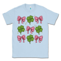 Dusty Blue coquette bow clover st. patrick's day Classic Tee - MaliasSmallBusiness
