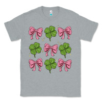Heather Grey coquette bow clover st. patrick's day Classic Tee - MaliasSmallBusiness