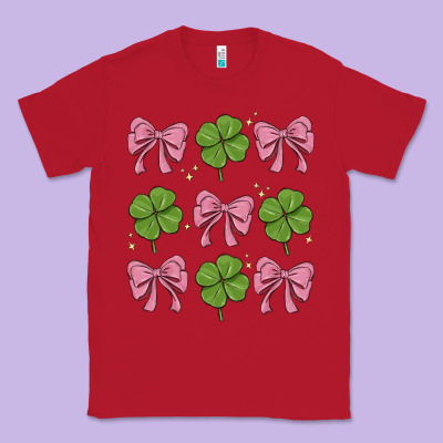 Coquette Bow Clover St. Patrick's Day Classic Tee Designed By Maliassmallbusiness