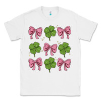 White coquette bow clover st. patrick's day Classic Tee - MaliasSmallBusiness