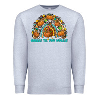 Heather Grey Gobble Til You Wobble with Rainbow Premium Sweatshirt - texasbilliewilder