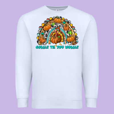 Gobble Til You Wobble With Rainbow Premium Sweatshirt Designed By Texasbilliewilder