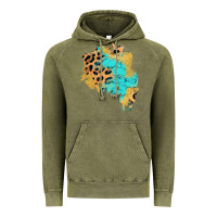 Glitter Leopard Turquoise Patch Vintage Hoodie | Teevron
