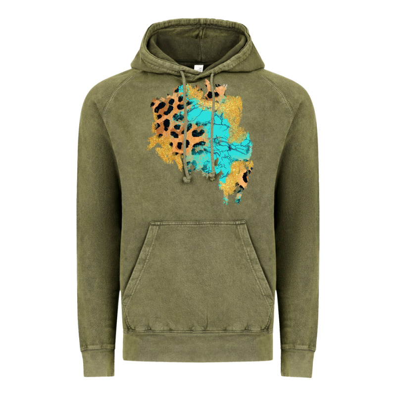 Glitter Leopard Turquoise Patch Vintage Hoodie by AdoDesignShop | Teevron
