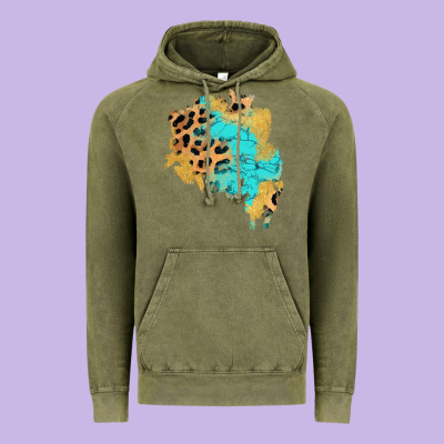 Glitter Leopard Turquoise Patch Vintage Hoodie Designed By Adodesignshop
