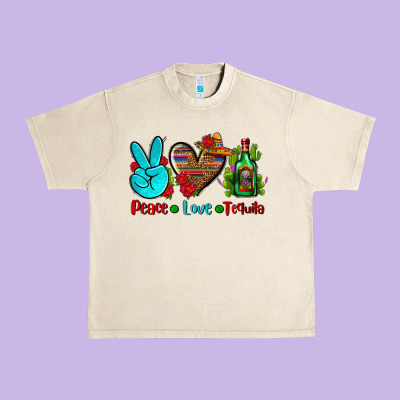 Peace Love Tequila Urban Heavy Tee Designed By Adodesignshop