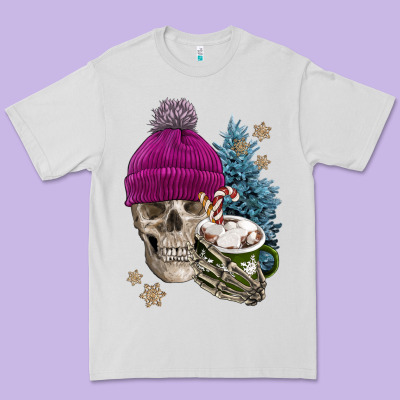 Winter Skeleton Skull Premium Tee Designed By Fadigitalartstudio