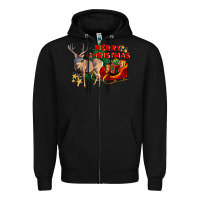 Black Merry Christmas Deer Zipper Hoodie - LillyAllenDesigns