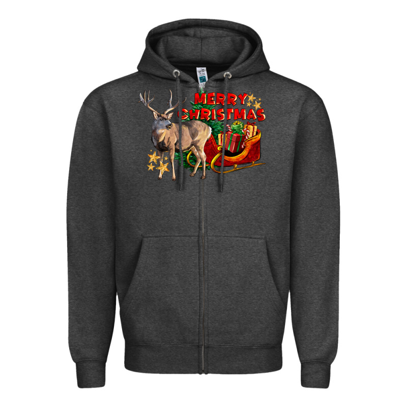 Merry Christmas Deer Zipper Hoodie by LillyAllenDesigns | Teevron
