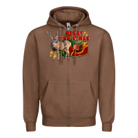 Chestnut Merry Christmas Deer Zipper Hoodie - LillyAllenDesigns