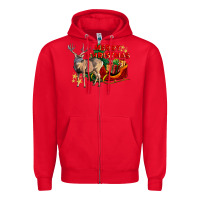 Red Merry Christmas Deer Zipper Hoodie - LillyAllenDesigns