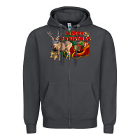 Smoke Merry Christmas Deer Zipper Hoodie - LillyAllenDesigns