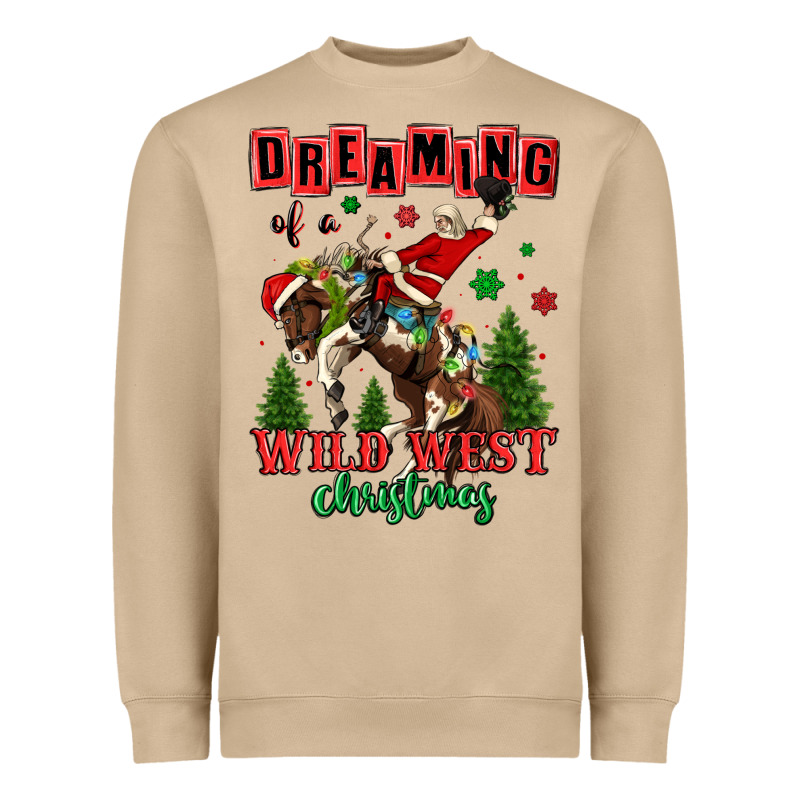 Dreaming Of A Wild West Christmas Cowboy Santa Heavyweight Sweatshirt by MaliasSmallBusiness | Teevron