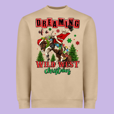 Dreaming Of A Wild West Christmas Cowboy Santa Heavyweight Sweatshirt Designed By Maliassmallbusiness