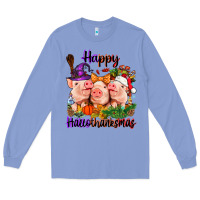 Colony Blue Happy Hallothanksmas Pigs Long Sleeve Tee - NancyCooperArtShop