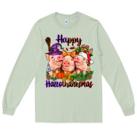 Matcha Happy Hallothanksmas Pigs Long Sleeve Tee - NancyCooperArtShop