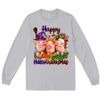 Moon Dust Happy Hallothanksmas Pigs Long Sleeve Tee - NancyCooperArtShop
