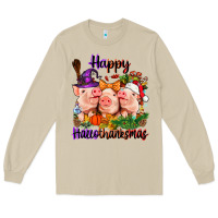 Mushroom Happy Hallothanksmas Pigs Long Sleeve Tee - NancyCooperArtShop