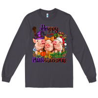 Smoke Happy Hallothanksmas Pigs Long Sleeve Tee - NancyCooperArtShop