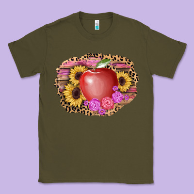 Apple Sunflower Back To School Background Classic Tee Designed By Adodesignshop