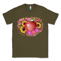 Army Green apple sunflower back to school background Classic Tee - AdoDesignShop