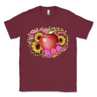 Burgundy apple sunflower back to school background Classic Tee - AdoDesignShop