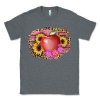 Charcoal Heather apple sunflower back to school background Classic Tee - AdoDesignShop