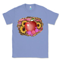 Colony Blue apple sunflower back to school background Classic Tee - AdoDesignShop