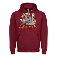 Burgundy Merry Christmas Tortoise And Koala Zipper Hoodie - LillyAllenDesigns