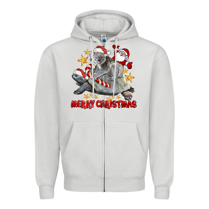 Merry Christmas Tortoise And Koala Zipper Hoodie by LillyAllenDesigns | Teevron