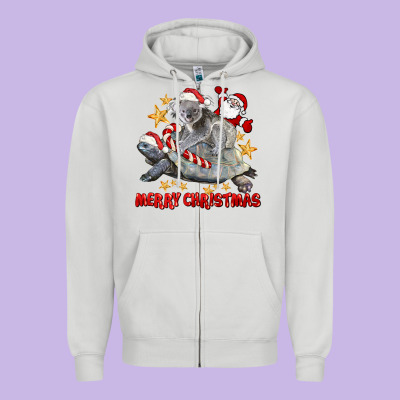 Merry Christmas Tortoise And Koala Zipper Hoodie Designed By Lillyallendesigns