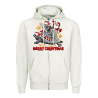 Oatmeal Heather Merry Christmas Tortoise And Koala Zipper Hoodie - LillyAllenDesigns