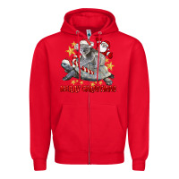 Red Merry Christmas Tortoise And Koala Zipper Hoodie - LillyAllenDesigns