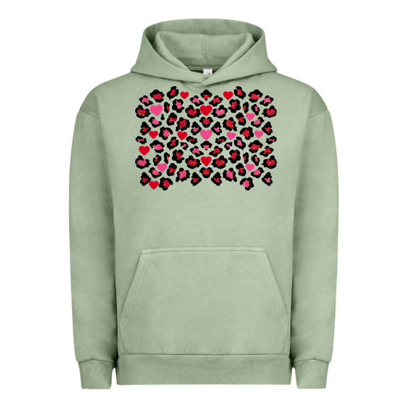 Valentine's Day Leopard And Heart Background Urban Hoodie by FaDigitalArtStudio | Teevron