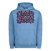 Pigment Pebble Blue Valentine's Day leopard and heart background Urban Hoodie - FaDigitalArtStudio
