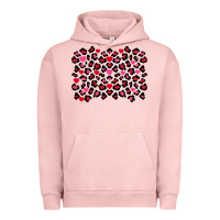 Pigment Salmon Valentine's Day leopard and heart background Urban Hoodie - FaDigitalArtStudio