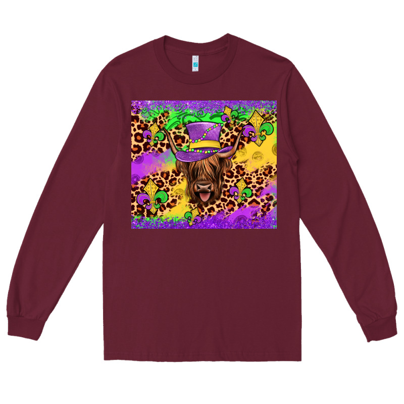 Highland Cow Mardi Gras Tumbler Long Sleeve Tee by JahusDesignShop | Teevron