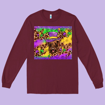 Highland Cow Mardi Gras Tumbler Long Sleeve Tee Designed By Jahusdesignshop