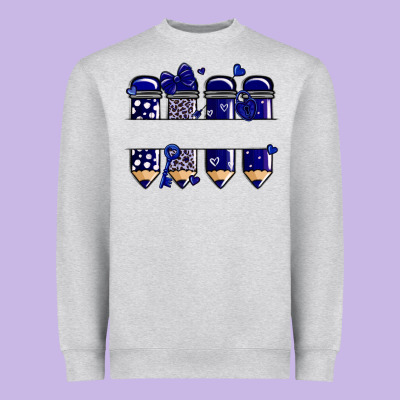 Valentine's Day School Pencils Navy Blue Heavyweight Sweatshirt Designed By Maliassmallbusiness