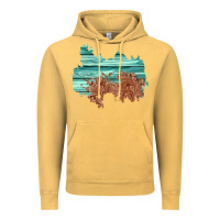 Vintage Mustard wood leather patch Vintage Hoodie - AdoDesignShop