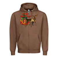 Chestnut merry christmas two deers Zipper Hoodie - LillyAllenDesigns